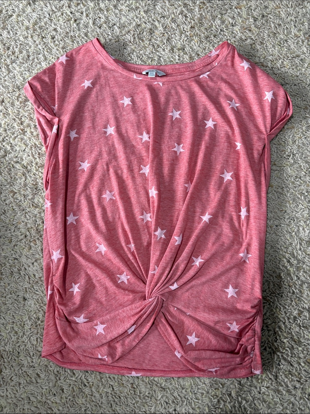Lucky Brand Pink Star Twist-Front Short Sleeve Tee